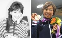 （左）故夏目雅子さん（８３年１月撮影）。（右）銅メダルを獲得した鈴木聡美